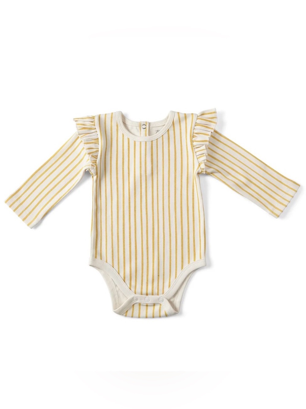 Pehr Yellow Long Sleeve Ruffle One-Piece 6-12M